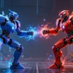 Deux IA s'affrontent dans un duel futuriste.