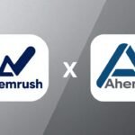 Logos Semrush et Ahrefs côte à côte pour comparaison
